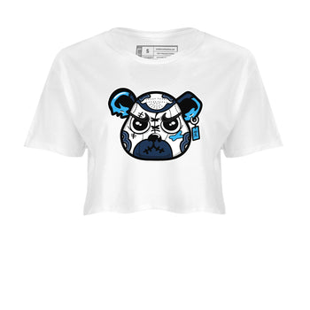 1s Obsidian shirts to match jordans Sneaker Bear Face shirts to match Jordans AJ1 Retro Low OG Obsidian match shoes to clothes SNRT Sneaker Tees unisex cotton White 2 crop tee