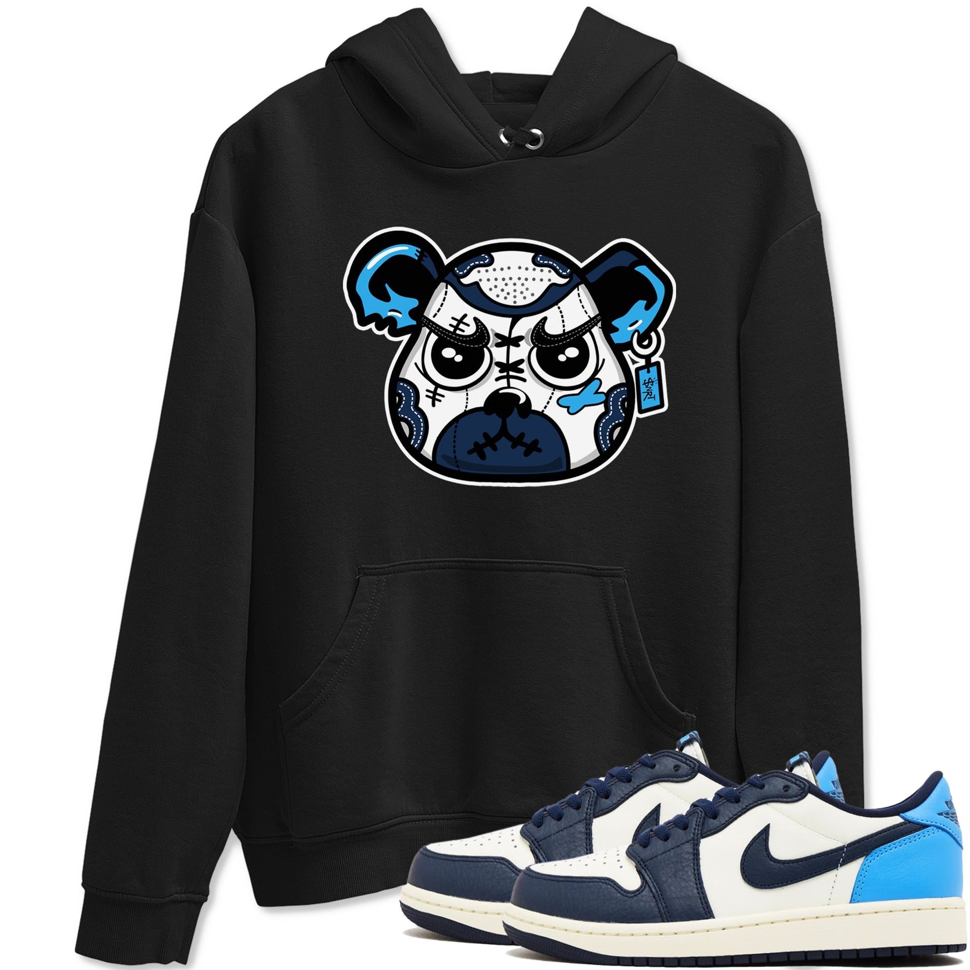 1s Obsidian shirts to match jordans Sneaker Bear Face shirts to match Jordans AJ1 Retro Low OG Obsidian match shoes to clothes SNRT Sneaker Tees unisex cotton Black 1 shirts