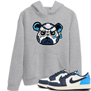 1s Obsidian shirts to match jordans Sneaker Bear Face shirts to match Jordans AJ1 Retro Low OG Obsidian match shoes to clothes SNRT Sneaker Tees unisex cotton Heather Grey 1 shirts