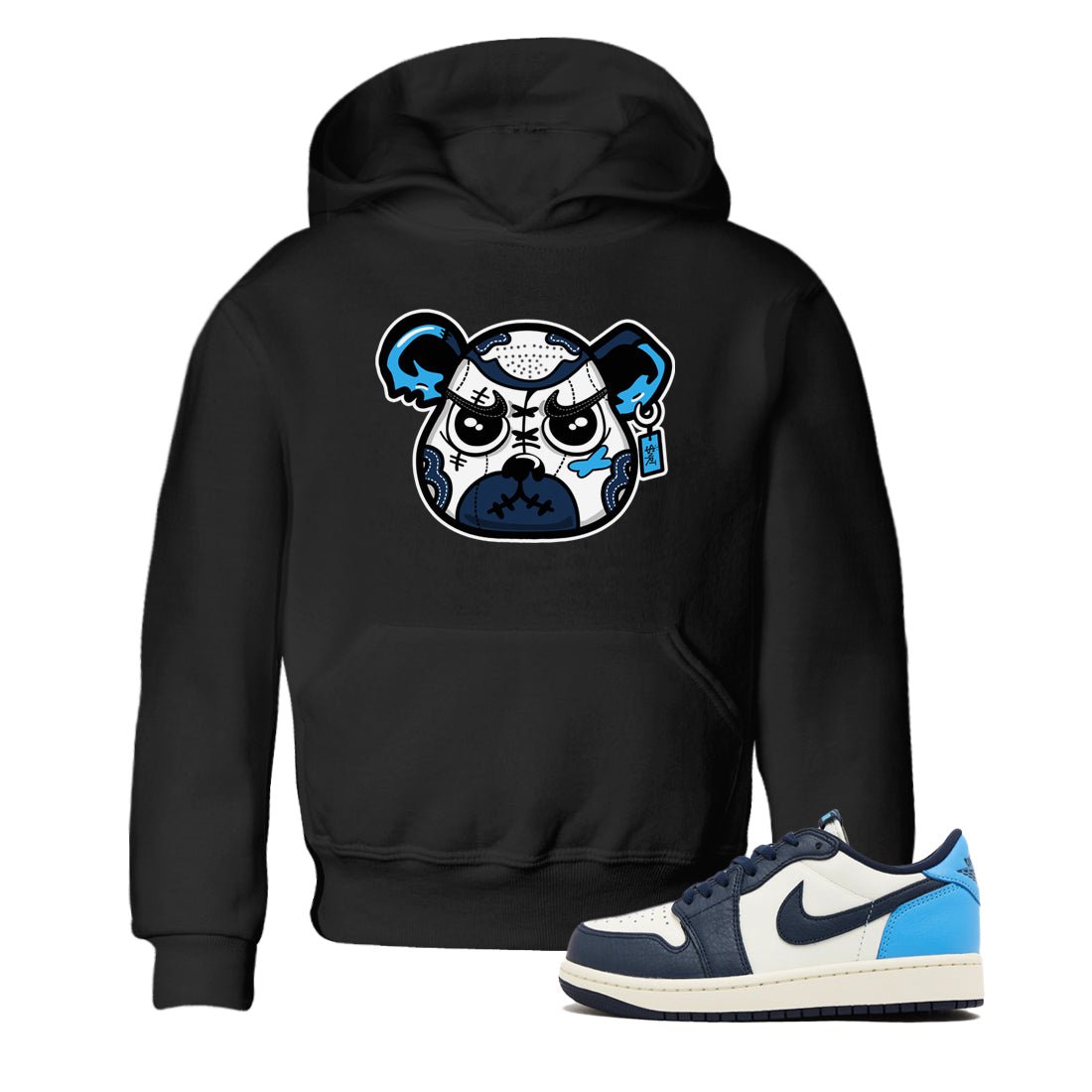 1s Obsidian shirts to match jordans Sneaker Bear Face shirts to match Jordans AJ1 Retro Low OG Obsidian match shoes to clothes SNRT Sneaker Tees Youth Baby Black 1 tee