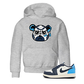 1s Obsidian shirts to match jordans Sneaker Bear Face shirts to match Jordans AJ1 Retro Low OG Obsidian match shoes to clothes SNRT Sneaker Tees Youth Baby Heather Grey 1 tee