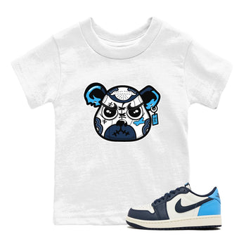 1s Obsidian shirts to match jordans Sneaker Bear Face shirts to match Jordans AJ1 Retro Low OG Obsidian match shoes to clothes SNRT Sneaker Tees Youth Baby White 1 tee