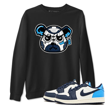 1s Obsidian shirts to match jordans Sneaker Bear Face shirts to match Jordans AJ1 Retro Low OG Obsidian match shoes to clothes SNRT Sneaker Tees unisex cotton Black 1 shirts