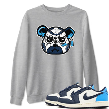 1s Obsidian shirts to match jordans Sneaker Bear Face shirts to match Jordans AJ1 Retro Low OG Obsidian match shoes to clothes SNRT Sneaker Tees unisex cotton Heather Grey 1 shirts