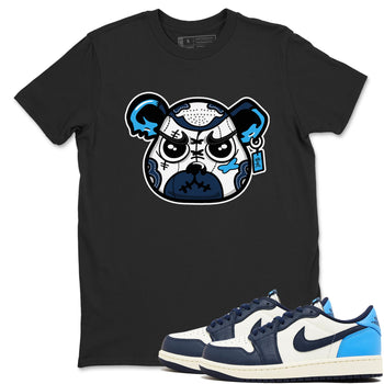 1s Obsidian shirts to match jordans Sneaker Bear Face shirts to match Jordans AJ1 Retro Low OG Obsidian match shoes to clothes SNRT Sneaker Tees unisex cotton Black 1 shirts