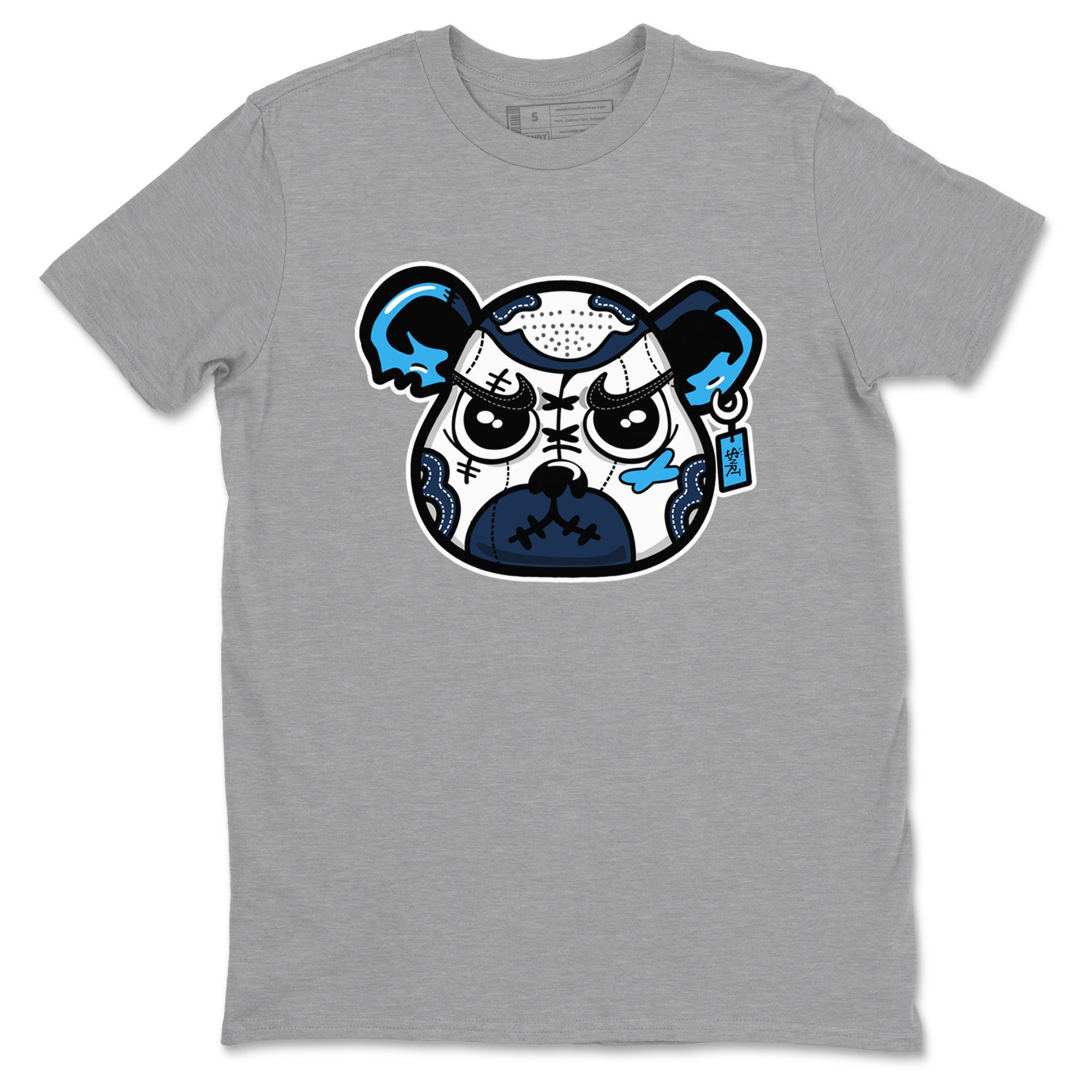 1s Obsidian shirts to match jordans Sneaker Bear Face shirts to match Jordans AJ1 Retro Low OG Obsidian match shoes to clothes SNRT Sneaker Tees unisex cotton Heather Grey 2 shirts