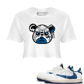 Sneaker match tees – Sneaker Tees To Match Air Jordan 1 Travis Scott Fragment Shoes – Sneaker Bear Face Crop T-Shirt White 1