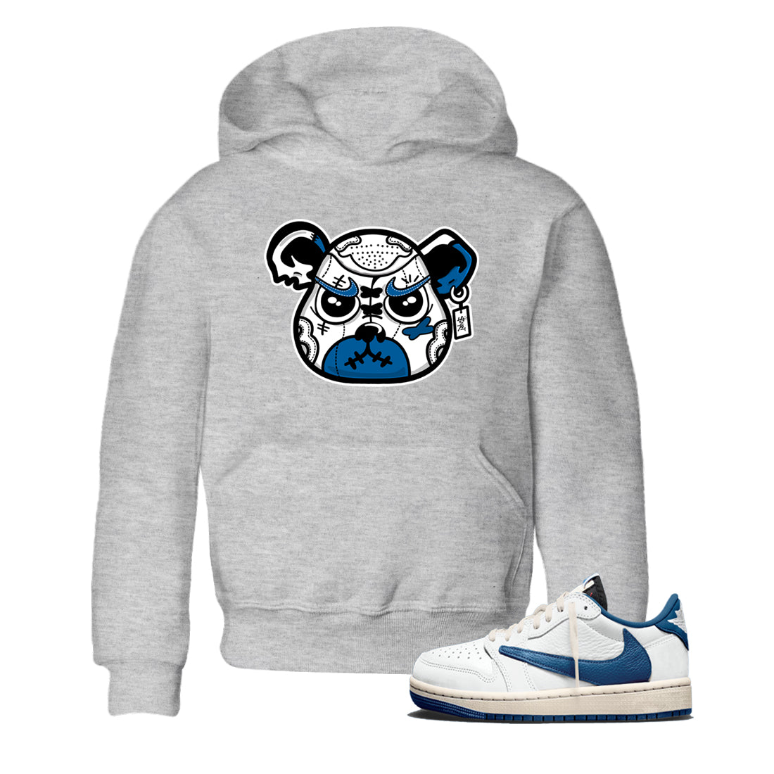Sneaker match tees  Sneaker Tees To Match Air Jordan 1 Travis Scott Fragment Shoes  Sneaker Bear Face Kids T-Shirt Heather Grey 1