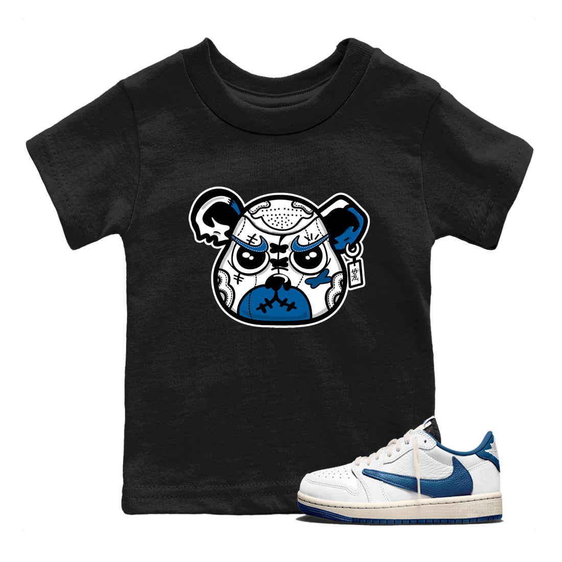 Sneaker match tees  Sneaker Tees To Match Air Jordan 1 Travis Scott Fragment Shoes  Sneaker Bear Face Kids T-Shirt Black 1