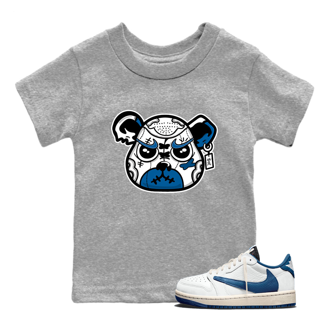 Sneaker match tees  Sneaker Tees To Match Air Jordan 1 Travis Scott Fragment Shoes  Sneaker Bear Face Kids T-Shirt Heather Grey 1