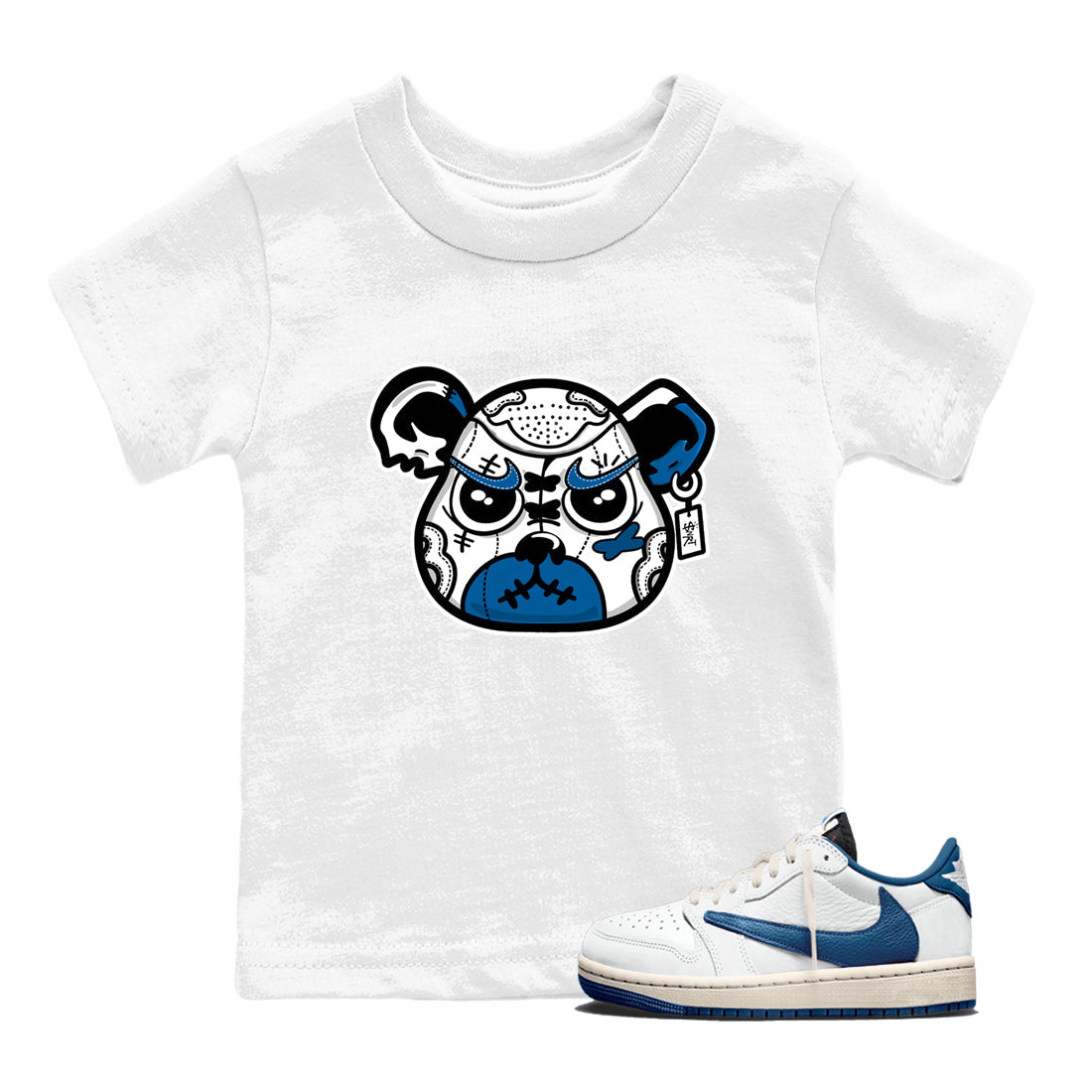 Sneaker match tees  Sneaker Tees To Match Air Jordan 1 Travis Scott Fragment Shoes  Sneaker Bear Face Kids T-Shirt White 1