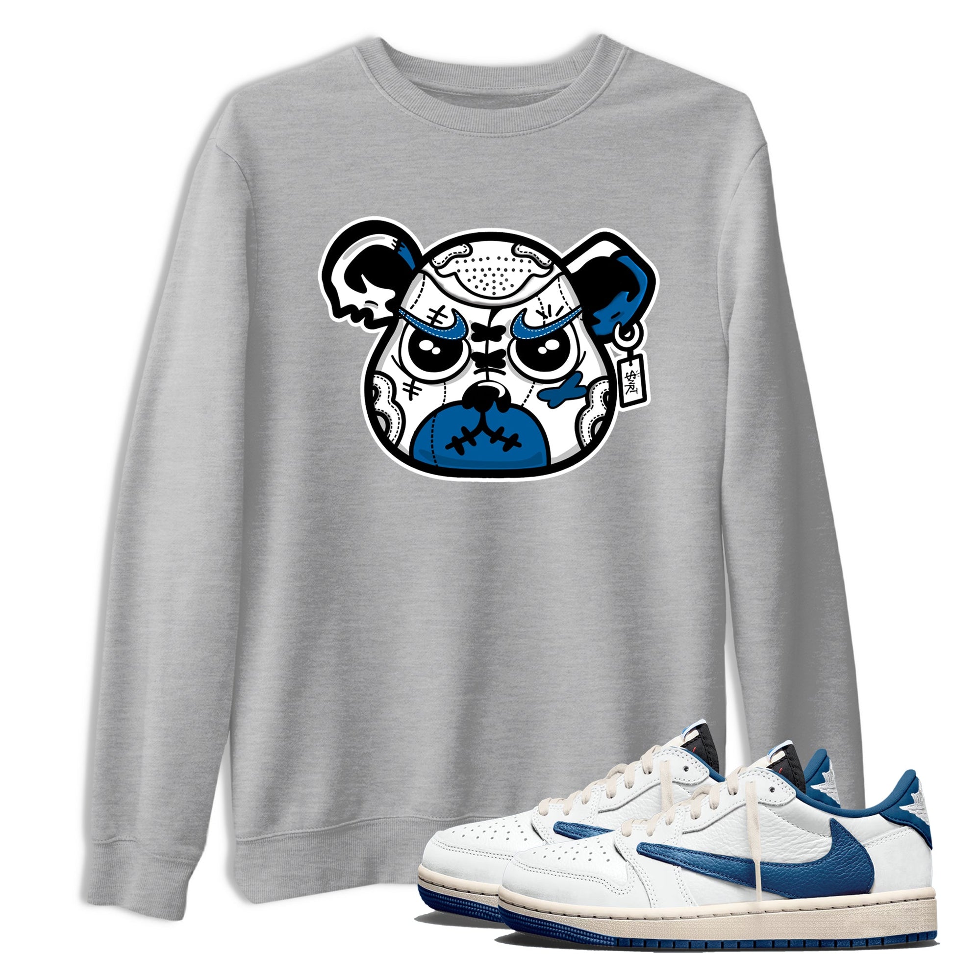 Sneaker match tees  Sneaker Tees To Match Air Jordan 1 Travis Scott Fragment Shoes  Sneaker Bear Face Tee Heather Grey 1