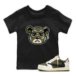 1s Travis Scott Medium Olive shirts to match jordans Sneaker Bear Face sneaker match tees Air Jordan 1 Travis Scott Medium Olive match shoes to clothes SNRT Sneaker Tees Youth Baby Black 1 tee