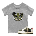 1s Travis Scott Medium Olive shirts to match jordans Sneaker Bear Face sneaker match tees Air Jordan 1 Travis Scott Medium Olive match shoes to clothes SNRT Sneaker Tees Youth Baby Heather Grey 1 tee