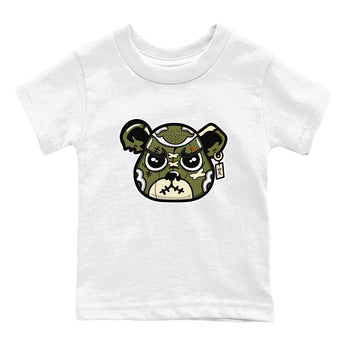 1s Travis Scott Medium Olive shirts to match jordans Sneaker Bear Face sneaker match tees Air Jordan 1 Travis Scott Medium Olive match shoes to clothes SNRT Sneaker Tees Youth Baby White 2 tee