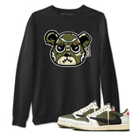 1s Travis Scott Medium Olive shirts to match jordans Sneaker Bear Face sneaker match tees Air Jordan 1 Travis Scott Medium Olive match shoes to clothes SNRT Sneaker Tees unisex cotton Black 1 shirts