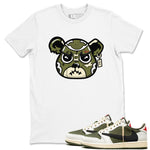 1s Travis Scott Medium Olive shirts to match jordans Sneaker Bear Face sneaker match tees Air Jordan 1 Travis Scott Medium Olive match shoes to clothes SNRT Sneaker Tees unisex cotton White 1 shirts