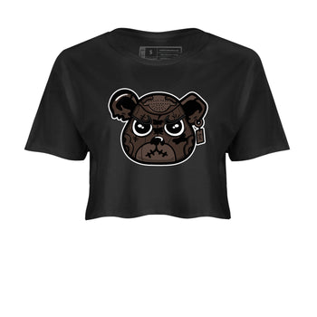 1s Travis Scott Velvet Brown shirts to match jordans Sneaker Bear Face best t shirts to wear with jordans Travis Scott x Air Jordan 1 Low OG Velvet Brown match shoes to clothes SNRT Sneaker Tees unisex cotton Black 2 crop tee