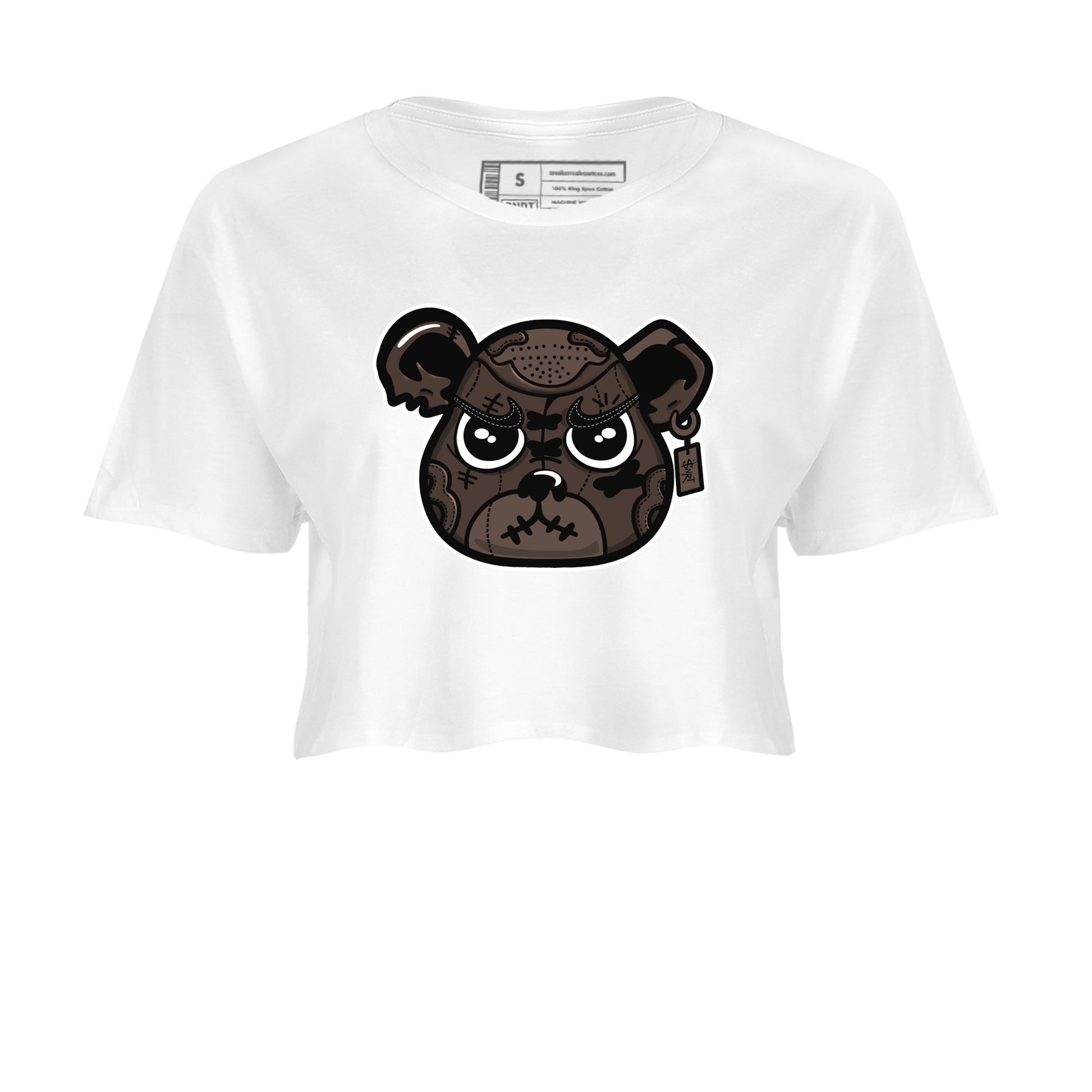 1s Travis Scott Velvet Brown shirts to match jordans Sneaker Bear Face best t shirts to wear with jordans Travis Scott x Air Jordan 1 Low OG Velvet Brown match shoes to clothes SNRT Sneaker Tees unisex cotton White 2 crop tee