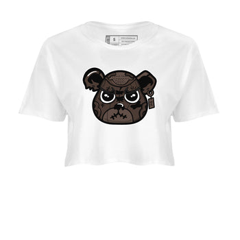 1s Travis Scott Velvet Brown shirts to match jordans Sneaker Bear Face best t shirts to wear with jordans Travis Scott x Air Jordan 1 Low OG Velvet Brown match shoes to clothes SNRT Sneaker Tees unisex cotton White 2 crop tee