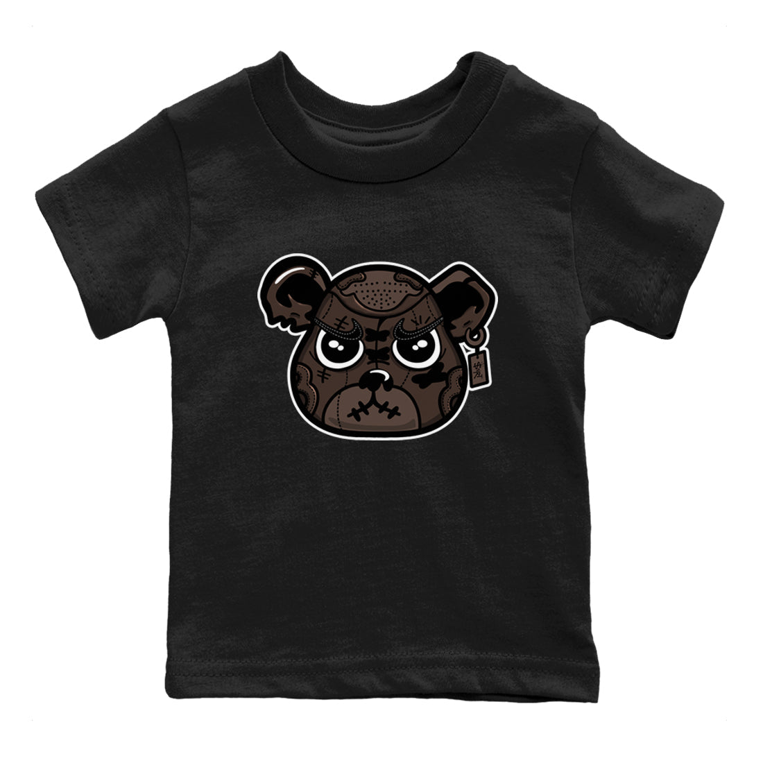 1s Travis Scott Velvet Brown shirts to match jordans Sneaker Bear Face best t shirts to wear with jordans Travis Scott x Air Jordan 1 Low OG Velvet Brown match shoes to clothes SNRT Sneaker Tees Youth Baby Black 2 tee