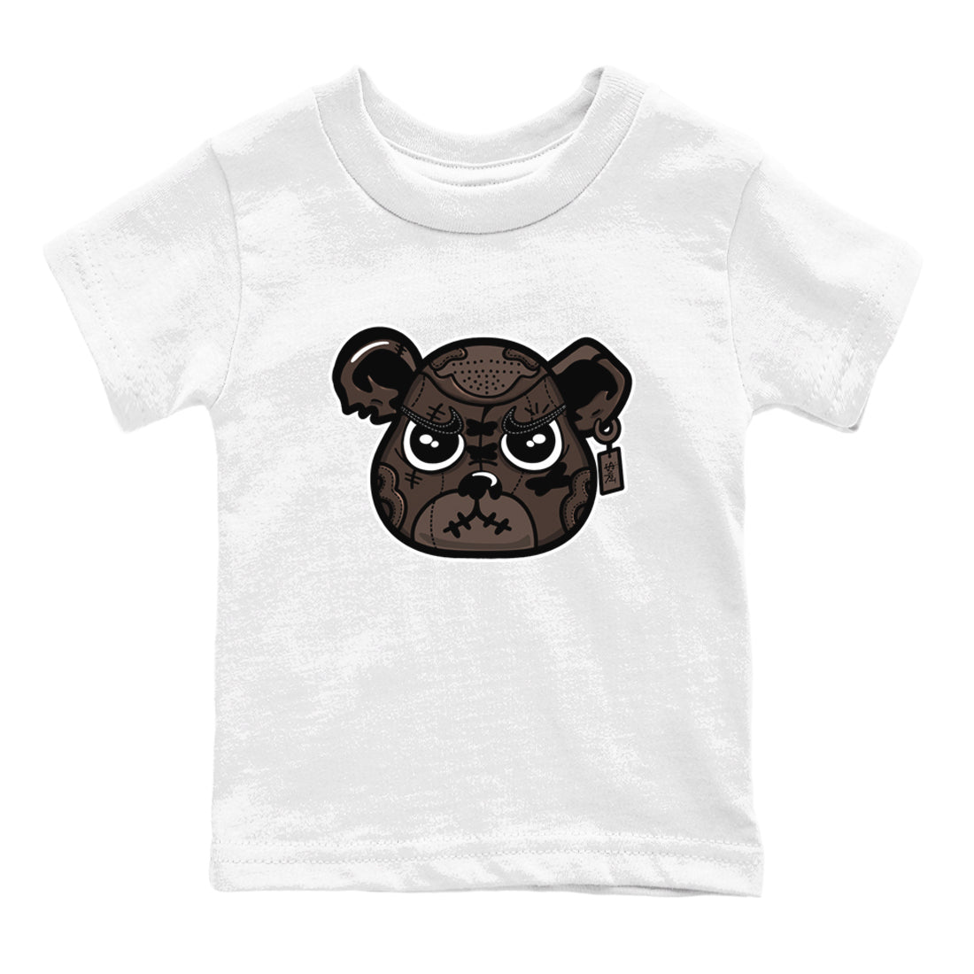 1s Travis Scott Velvet Brown shirts to match jordans Sneaker Bear Face best t shirts to wear with jordans Travis Scott x Air Jordan 1 Low OG Velvet Brown match shoes to clothes SNRT Sneaker Tees Youth Baby White 2 tee