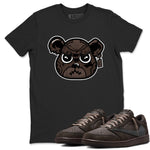 1s Travis Scott Velvet Brown shirts to match jordans Sneaker Bear Face best t shirts to wear with jordans Travis Scott x Air Jordan 1 Low OG Velvet Brown match shoes to clothes SNRT Sneaker Tees unisex cotton Black 1 shirts