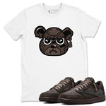 1s Travis Scott Velvet Brown shirts to match jordans Sneaker Bear Face best t shirts to wear with jordans Travis Scott x Air Jordan 1 Low OG Velvet Brown match shoes to clothes SNRT Sneaker Tees unisex cotton White 1 shirts