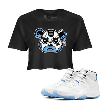 11s Legend Blue shirts to match jordans Sneaker Bear Face best t shirts to wear with jordans AJ11 Retro Legend Blue match shoes to clothes SNRT Sneaker Tees unisex cotton Black 1 crop tee