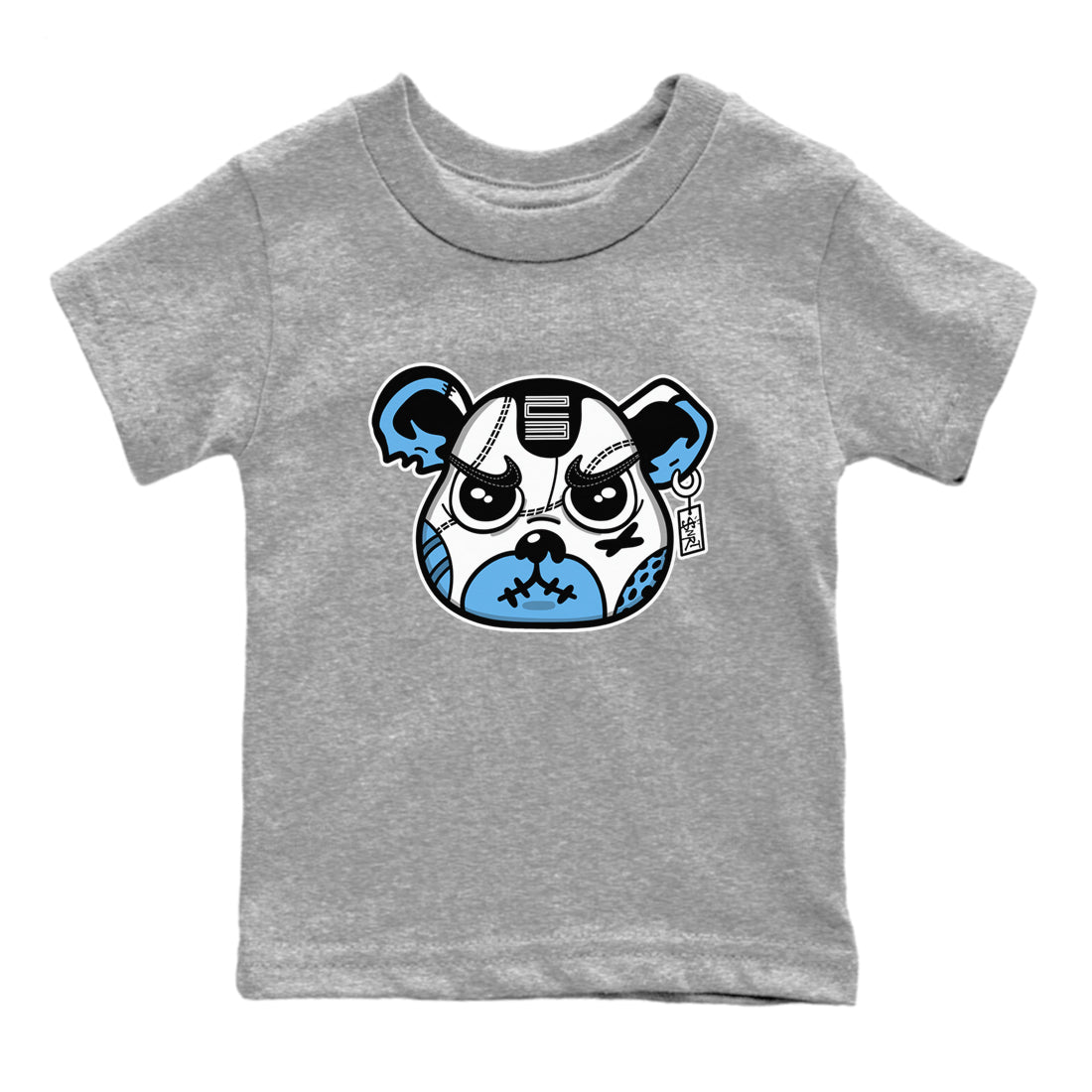 11s Legend Blue shirts to match jordans Sneaker Bear Face best t shirts to wear with jordans AJ11 Retro Legend Blue match shoes to clothes SNRT Sneaker Tees Youth Baby Heather Grey 2 tee