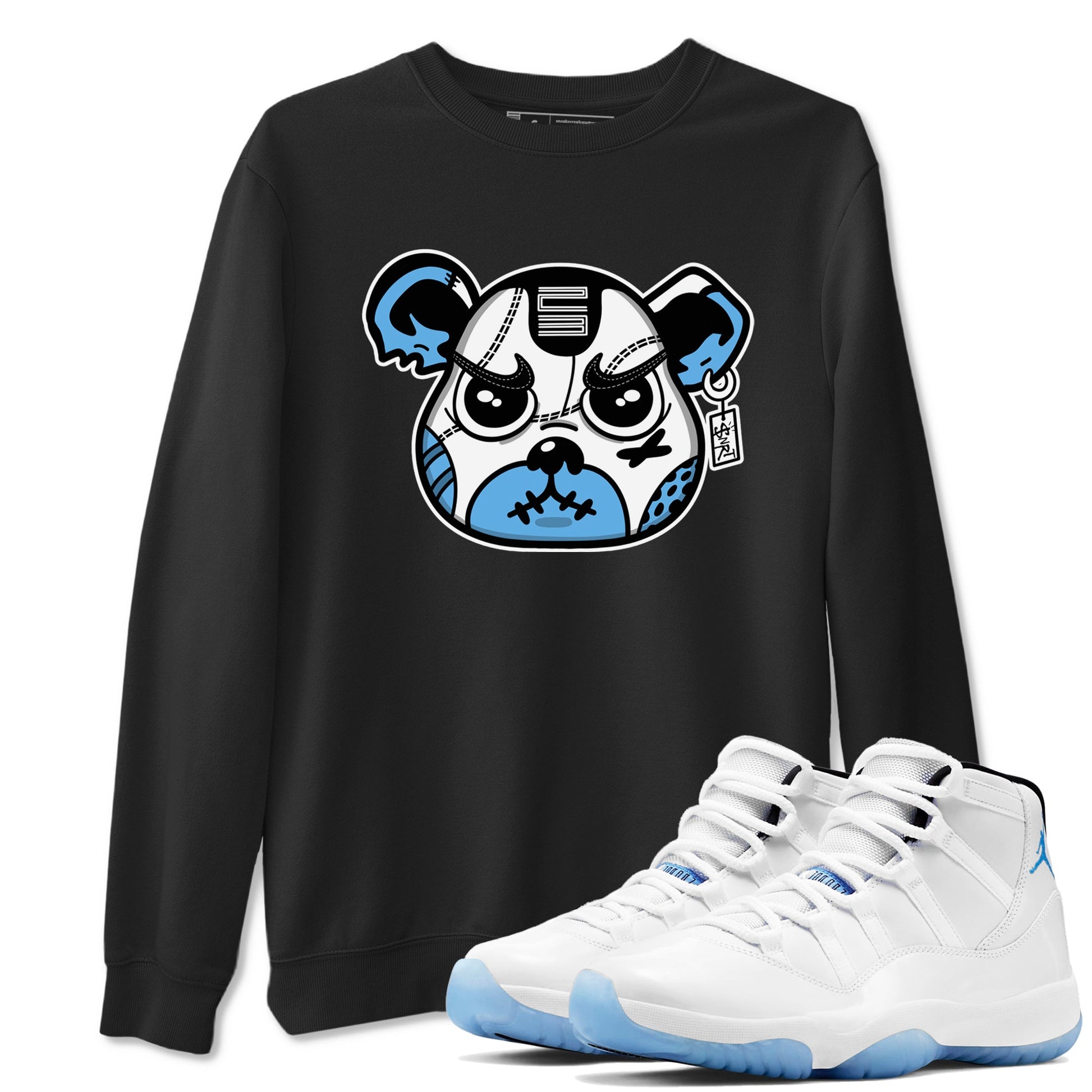 11s Legend Blue shirts to match jordans Sneaker Bear Face best t shirts to wear with jordans AJ11 Retro Legend Blue match shoes to clothes SNRT Sneaker Tees unisex cotton Black 1 shirts