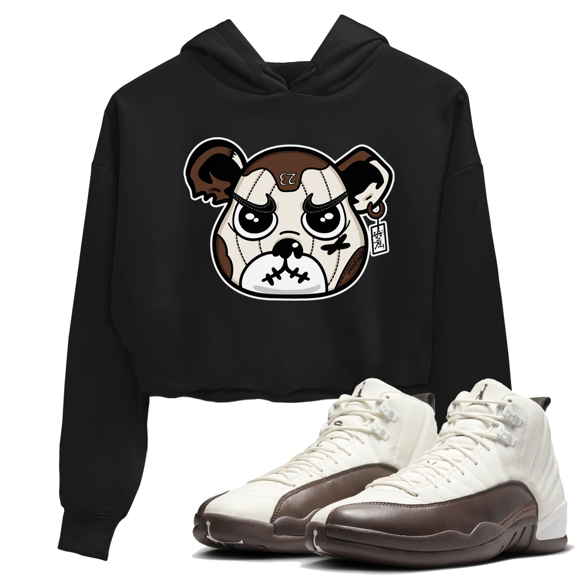 AJ12 Baroque Brown shirts to match jordans Sneaker Bear Face best t shirts to wear with jordans SoleFly x Jordan 12 Baroque Brown match shoes to clothes SNRT Sneaker Tees unisex cotton Black 1 crop tee
