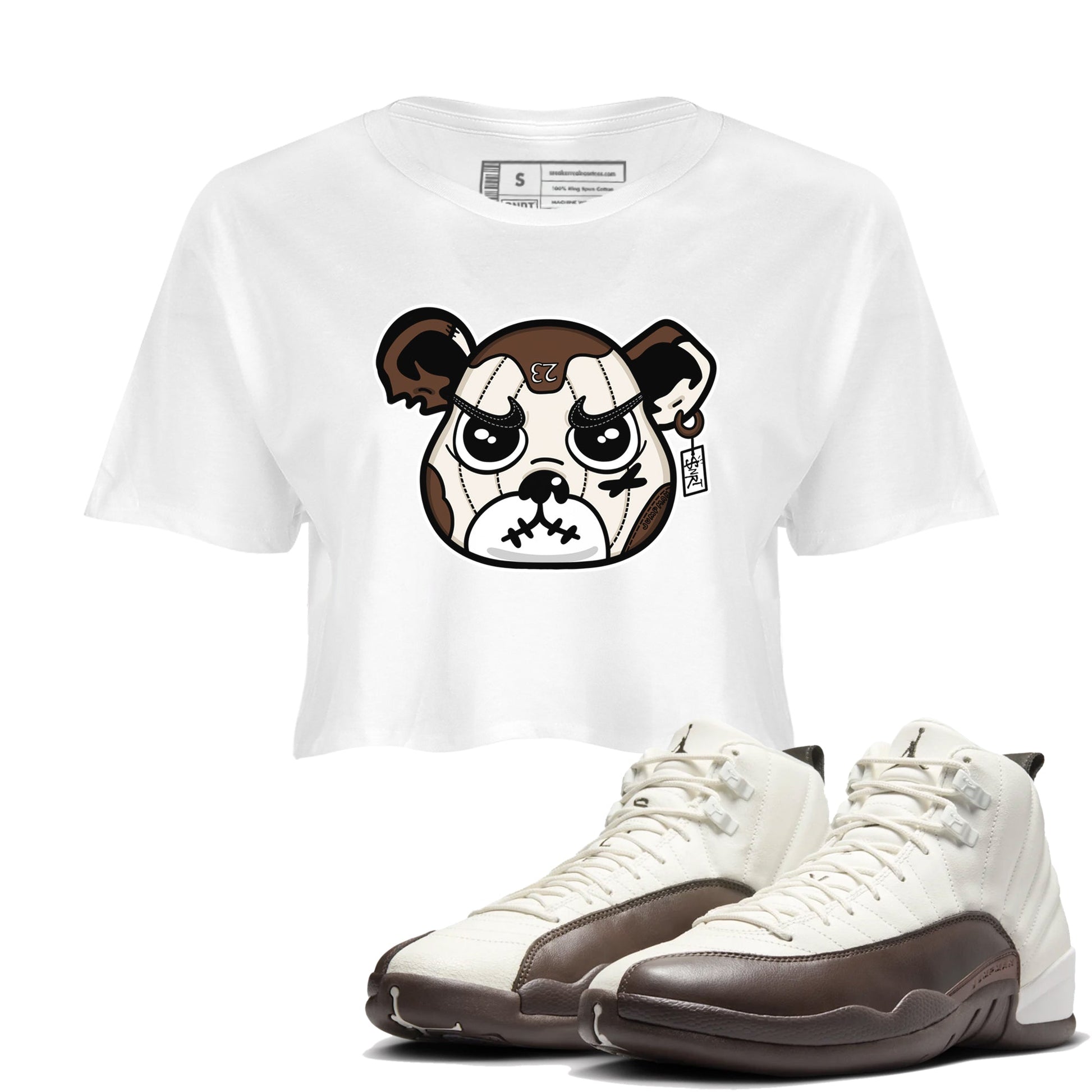 AJ12 Baroque Brown shirts to match jordans Sneaker Bear Face best t shirts to wear with jordans SoleFly x Jordan 12 Baroque Brown match shoes to clothes SNRT Sneaker Tees unisex cotton White 1 crop tee