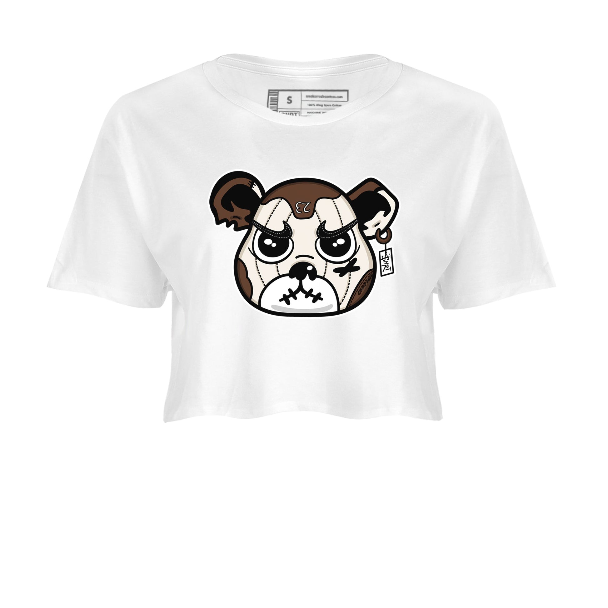 AJ12 Baroque Brown shirts to match jordans Sneaker Bear Face best t shirts to wear with jordans SoleFly x Jordan 12 Baroque Brown match shoes to clothes SNRT Sneaker Tees unisex cotton White 2 crop tee