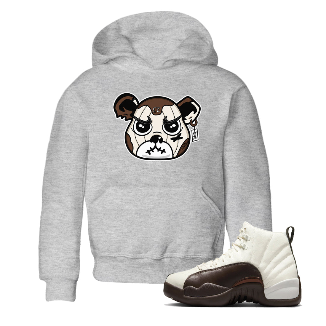 AJ12 Baroque Brown shirts to match jordans Sneaker Bear Face best t shirts to wear with jordans SoleFly x Jordan 12 Baroque Brown match shoes to clothes SNRT Sneaker Tees Youth Baby Heather Grey 1 tee