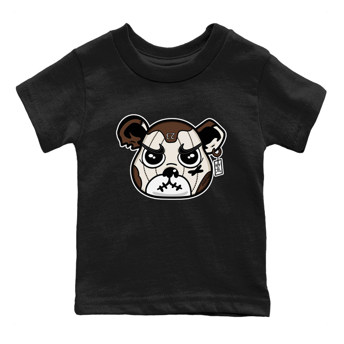 AJ12 Baroque Brown shirts to match jordans Sneaker Bear Face best t shirts to wear with jordans SoleFly x Jordan 12 Baroque Brown match shoes to clothes SNRT Sneaker Tees Youth Baby Black 2 tee