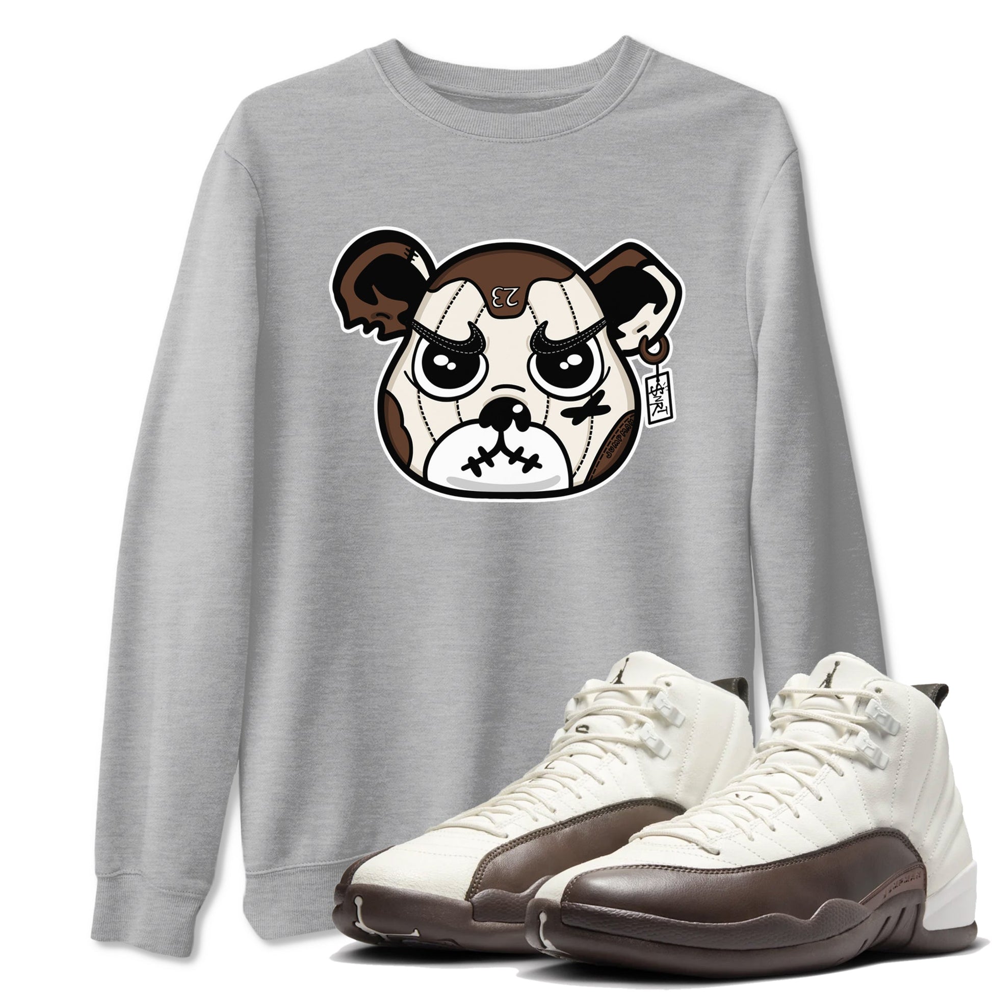 AJ12 Baroque Brown shirts to match jordans Sneaker Bear Face best t shirts to wear with jordans SoleFly x Jordan 12 Baroque Brown match shoes to clothes SNRT Sneaker Tees unisex cotton Heather Grey 1 shirts