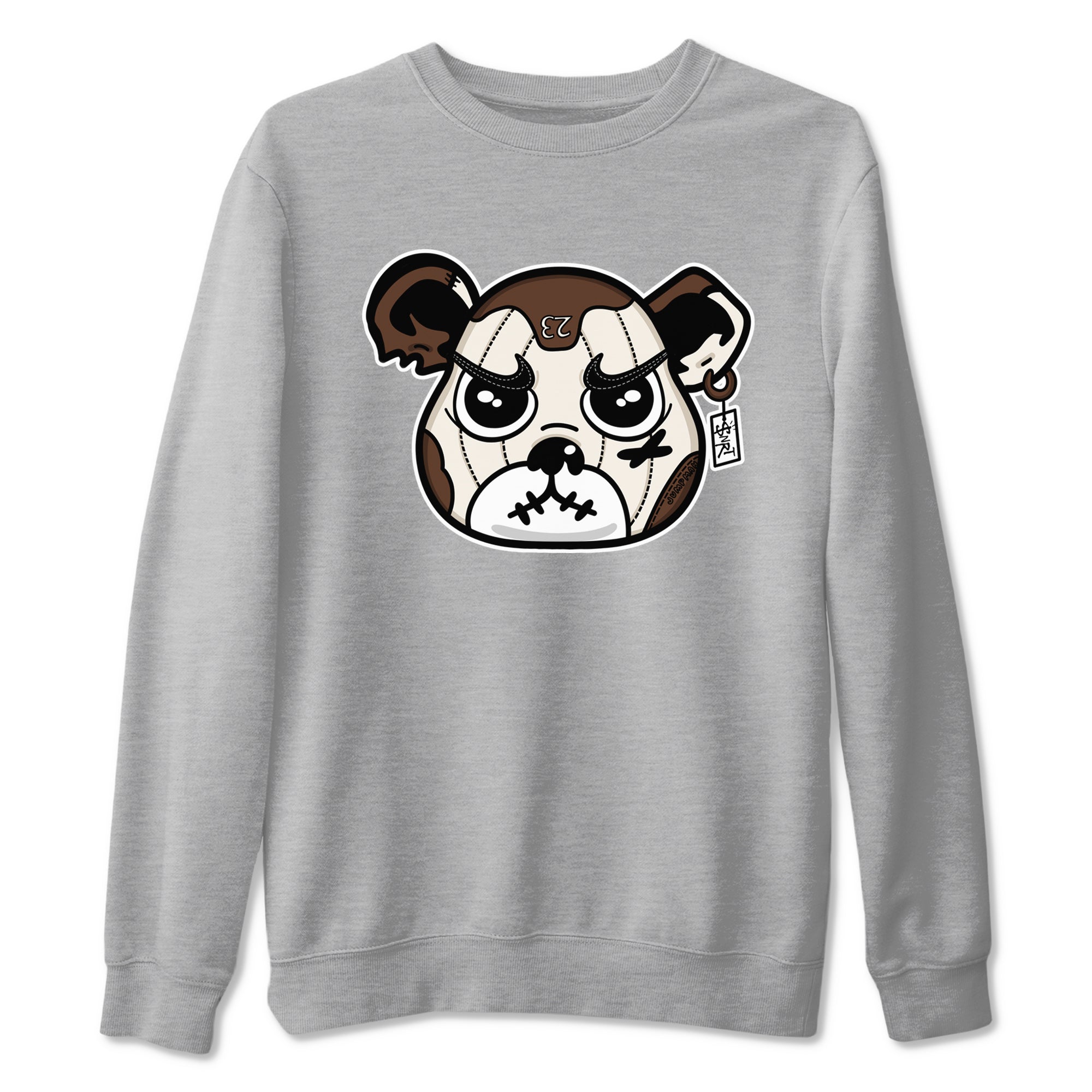 AJ12 Baroque Brown shirts to match jordans Sneaker Bear Face best t shirts to wear with jordans SoleFly x Jordan 12 Baroque Brown match shoes to clothes SNRT Sneaker Tees unisex cotton Heather Grey 2 shirts
