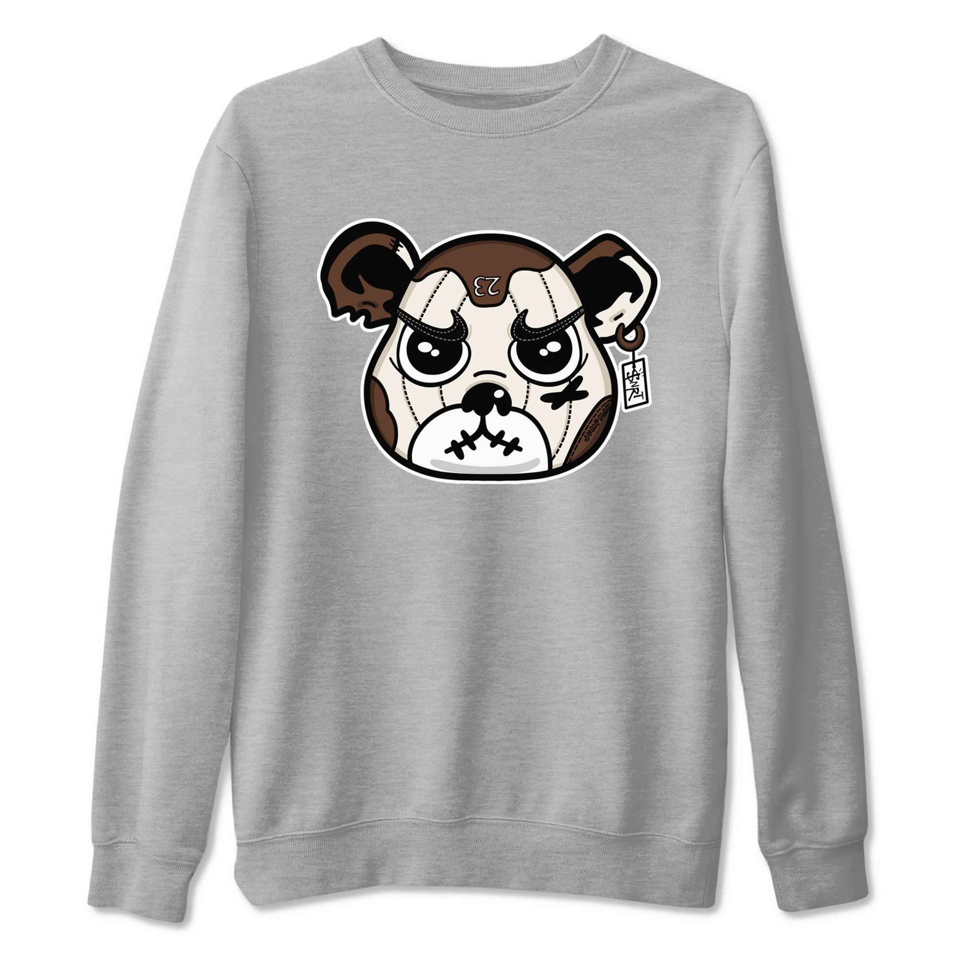AJ12 Baroque Brown shirts to match jordans Sneaker Bear Face best t shirts to wear with jordans SoleFly x Jordan 12 Baroque Brown match shoes to clothes SNRT Sneaker Tees unisex cotton Heather Grey 2 shirts