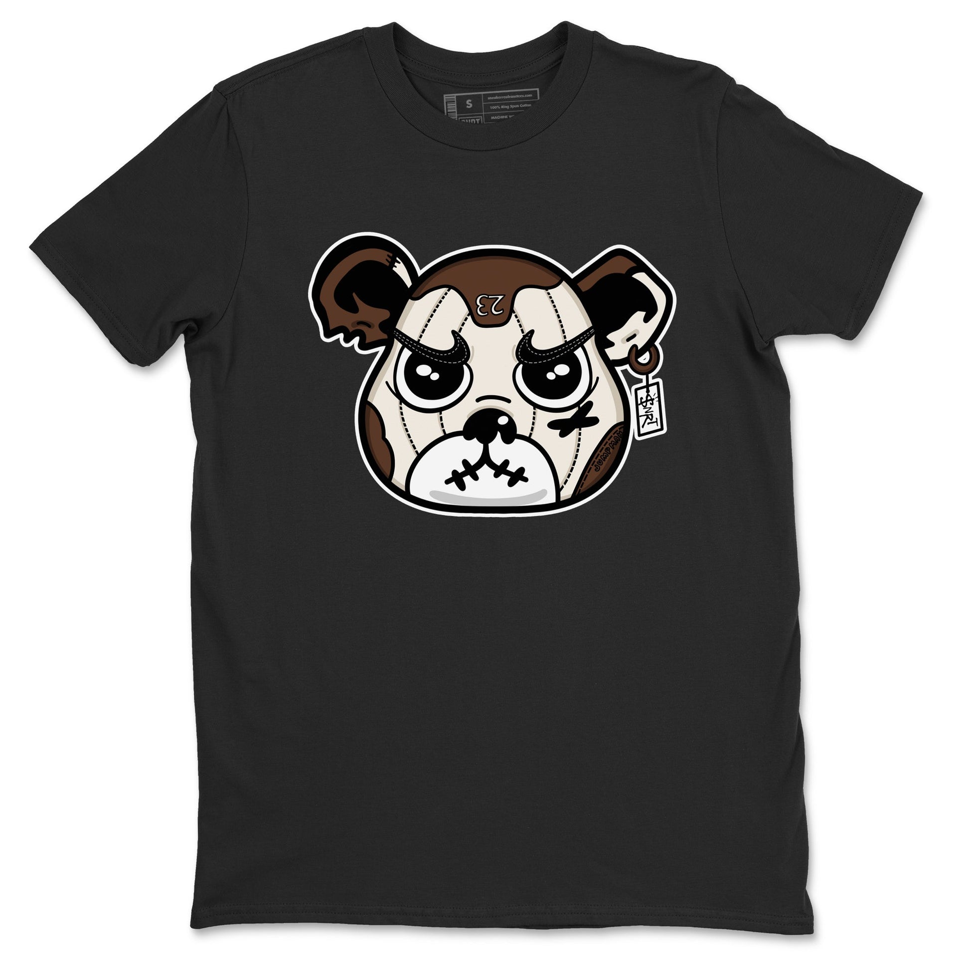 AJ12 Baroque Brown shirts to match jordans Sneaker Bear Face best t shirts to wear with jordans SoleFly x Jordan 12 Baroque Brown match shoes to clothes SNRT Sneaker Tees unisex cotton Black 2 shirts