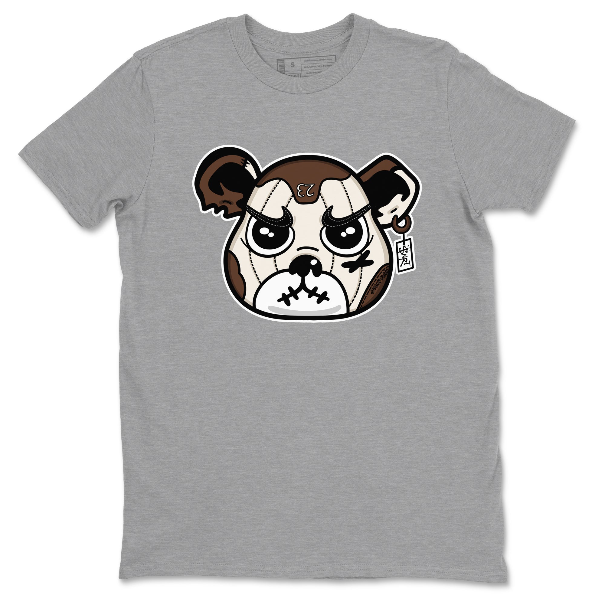 AJ12 Baroque Brown shirts to match jordans Sneaker Bear Face best t shirts to wear with jordans SoleFly x Jordan 12 Baroque Brown match shoes to clothes SNRT Sneaker Tees unisex cotton Heather Grey 2 shirts