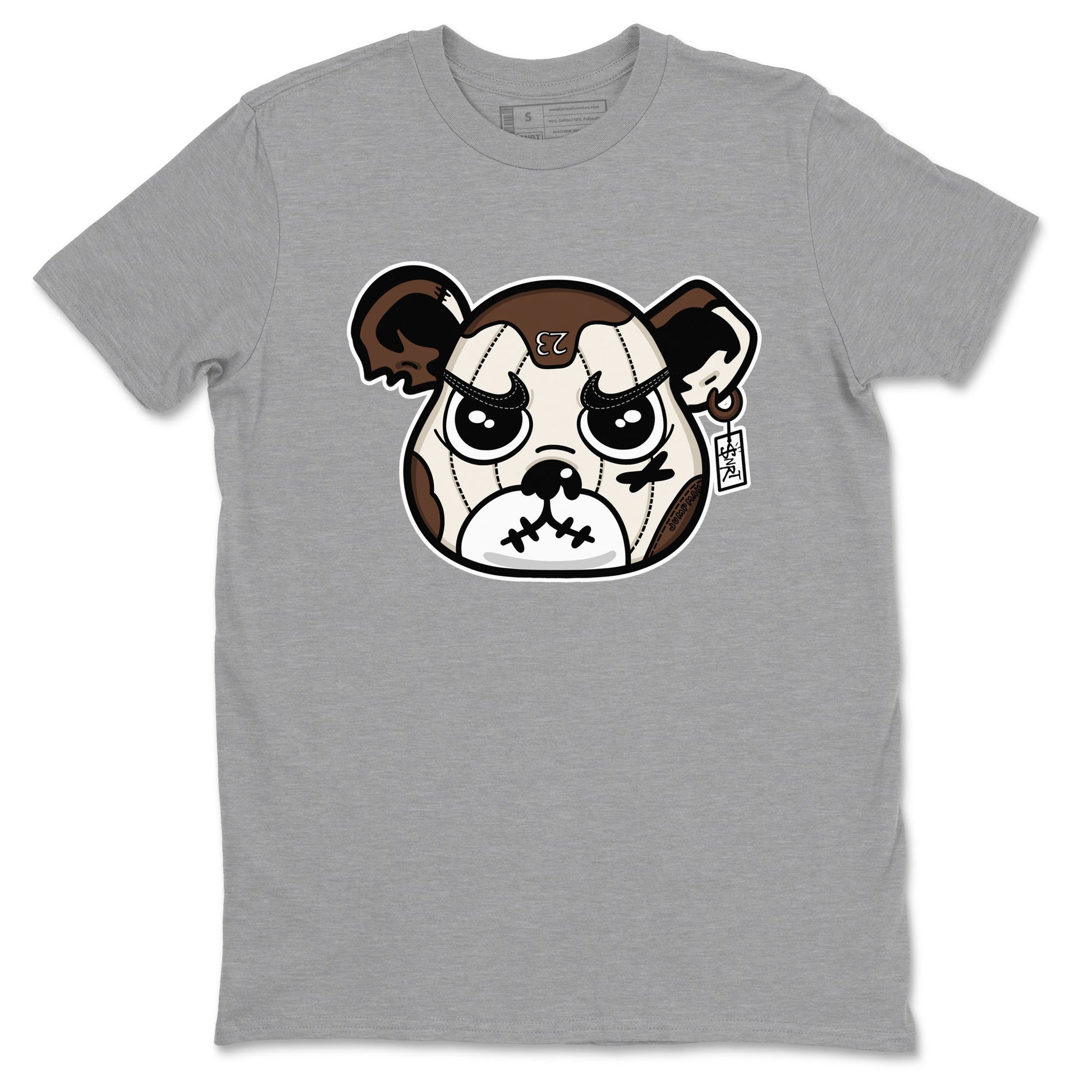 AJ12 Baroque Brown shirts to match jordans Sneaker Bear Face best t shirts to wear with jordans SoleFly x Jordan 12 Baroque Brown match shoes to clothes SNRT Sneaker Tees unisex cotton Heather Grey 2 shirts