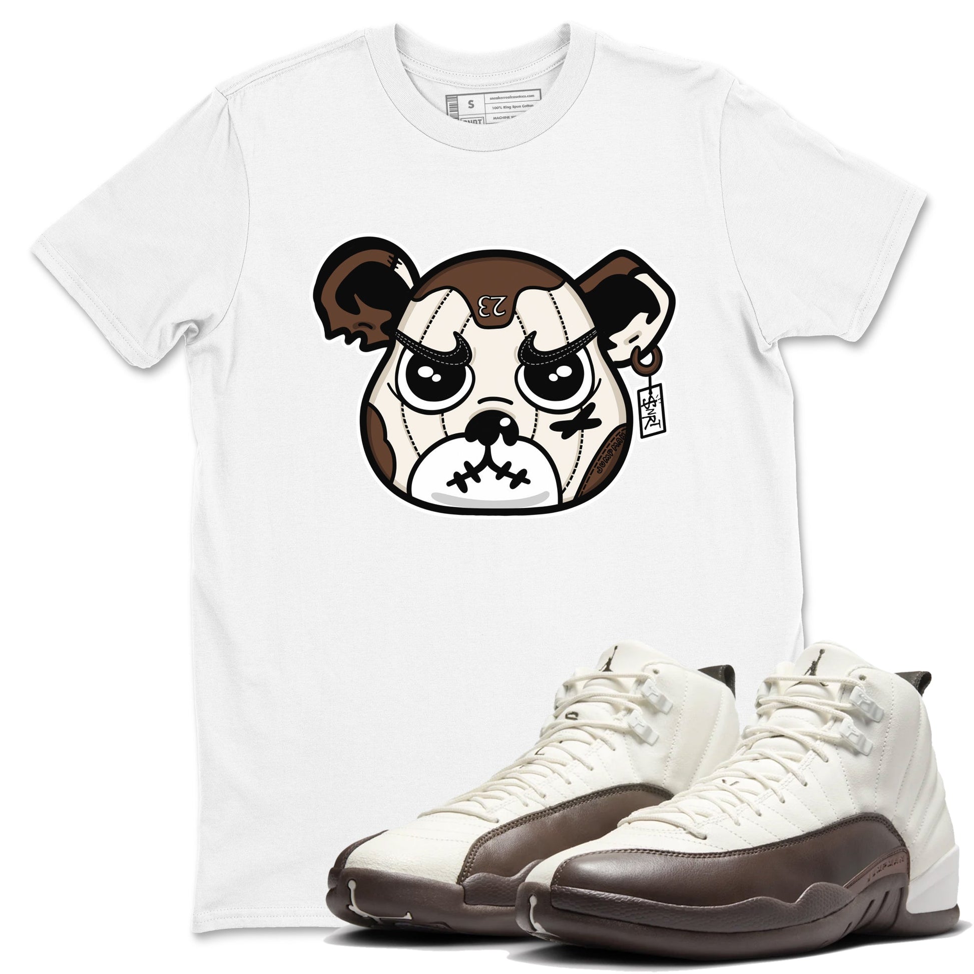 AJ12 Baroque Brown shirts to match jordans Sneaker Bear Face best t shirts to wear with jordans SoleFly x Jordan 12 Baroque Brown match shoes to clothes SNRT Sneaker Tees unisex cotton White 1 shirts