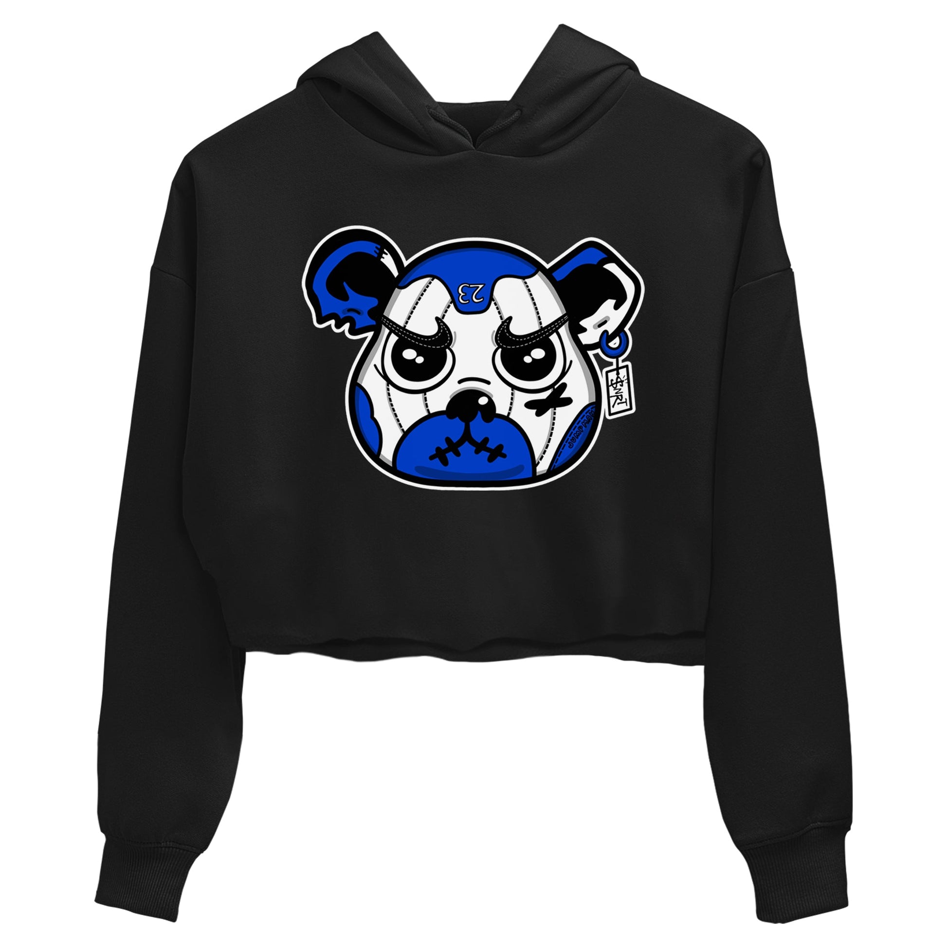 12s Blueberry shirts to match jordans Sneaker Bear Face best t shirts to wear with jordans AJ12 White and Game Royal match shoes to clothes SNRT Sneaker Tees unisex cotton Black 2 crop tee