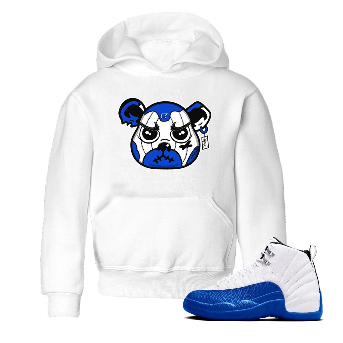 12s Blueberry shirts to match jordans Sneaker Bear Face best t shirts to wear with jordans AJ12 White and Game Royal match shoes to clothes SNRT Sneaker Tees Youth Baby White 1 tee