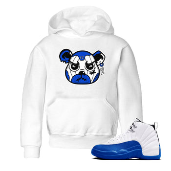 12s Blueberry shirts to match jordans Sneaker Bear Face best t shirts to wear with jordans AJ12 White and Game Royal match shoes to clothes SNRT Sneaker Tees Youth Baby White 1 tee