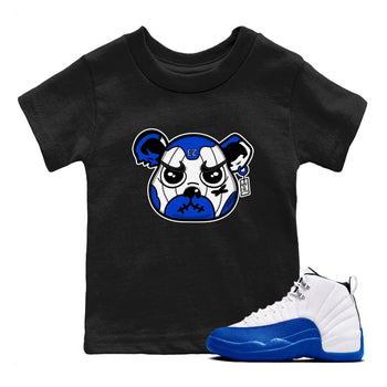 12s Blueberry shirts to match jordans Sneaker Bear Face best t shirts to wear with jordans AJ12 White and Game Royal match shoes to clothes SNRT Sneaker Tees Youth Baby Black 1 tee