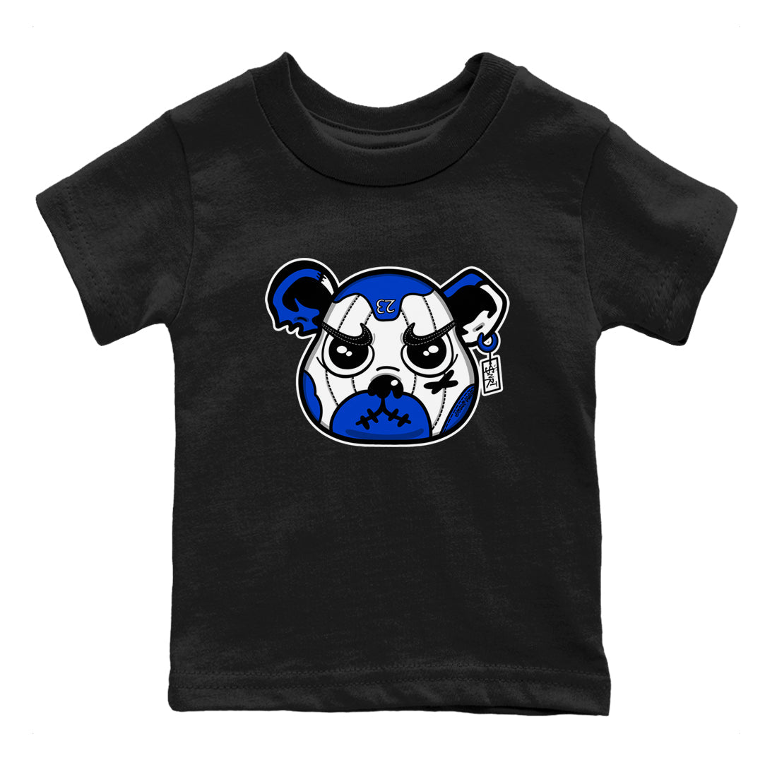 12s Blueberry shirts to match jordans Sneaker Bear Face best t shirts to wear with jordans AJ12 White and Game Royal match shoes to clothes SNRT Sneaker Tees Youth Baby Black 2 tee