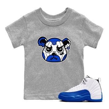 12s Blueberry shirts to match jordans Sneaker Bear Face best t shirts to wear with jordans AJ12 White and Game Royal match shoes to clothes SNRT Sneaker Tees Youth Baby Heather Grey 1 tee