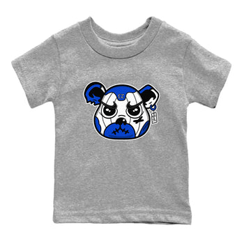 12s Blueberry shirts to match jordans Sneaker Bear Face best t shirts to wear with jordans AJ12 White and Game Royal match shoes to clothes SNRT Sneaker Tees Youth Baby Heather Grey 2 tee